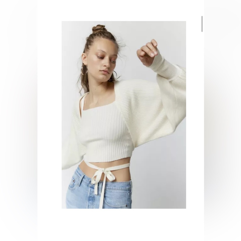 Urban Outiffiters Silence + Noise Adelie Balloon Sleeve Shrug Sweater and Tank